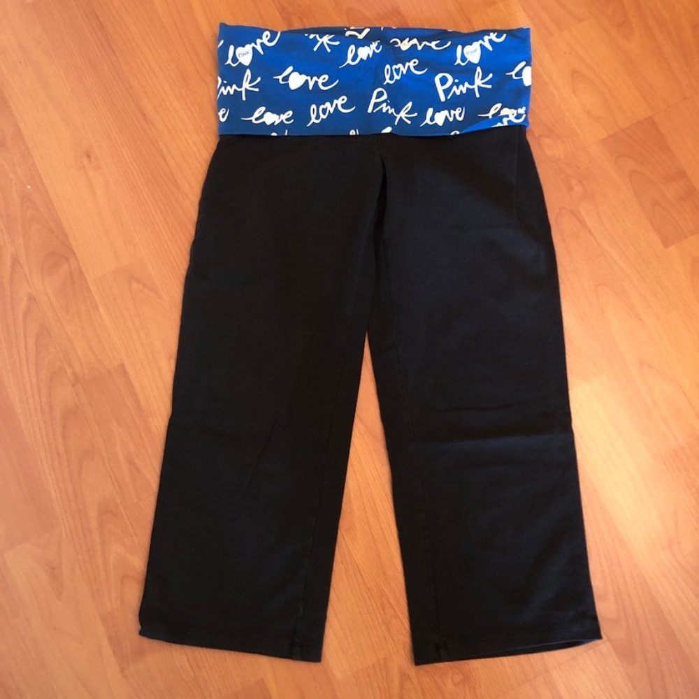 Pink - Black Crop Pants with Blue Band - Small